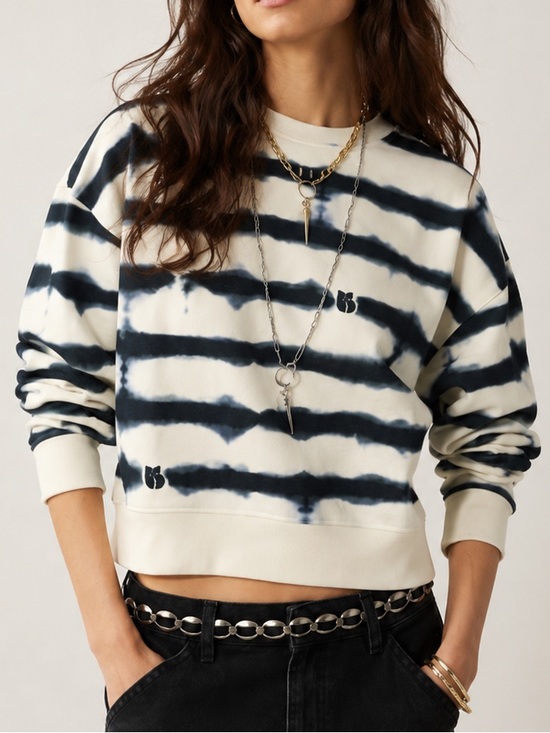 ba&sh Tops - BA&SH Sete Navy Ivory Tie Dye Boho Streetwear Cropped Sweatshirt